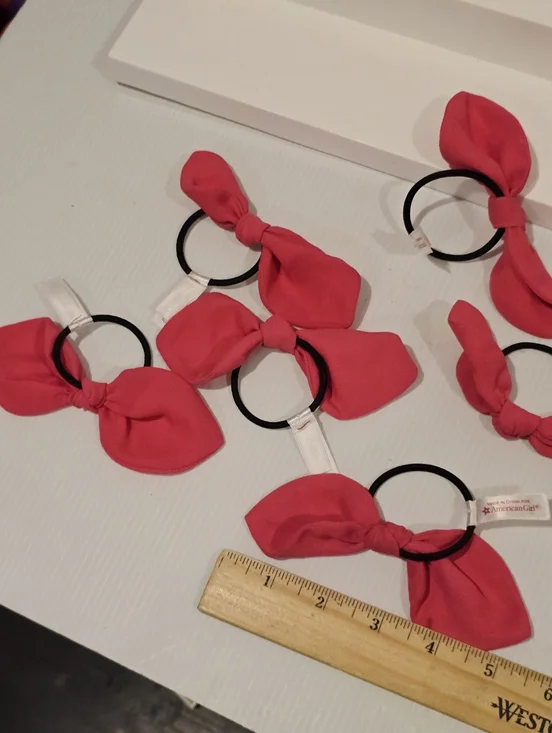 American Girl Store Exclusive Cafe Doll Pink Hair Bow Ponytail Holders Tie Set - Picture 9 of 9